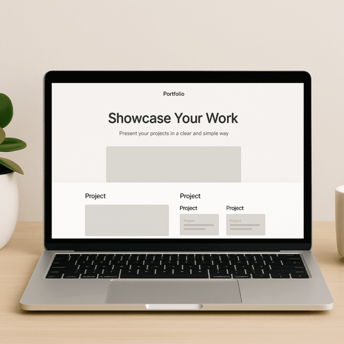 Exemple de site vitrine clair et moderne Un PC ouvert sur un site internet